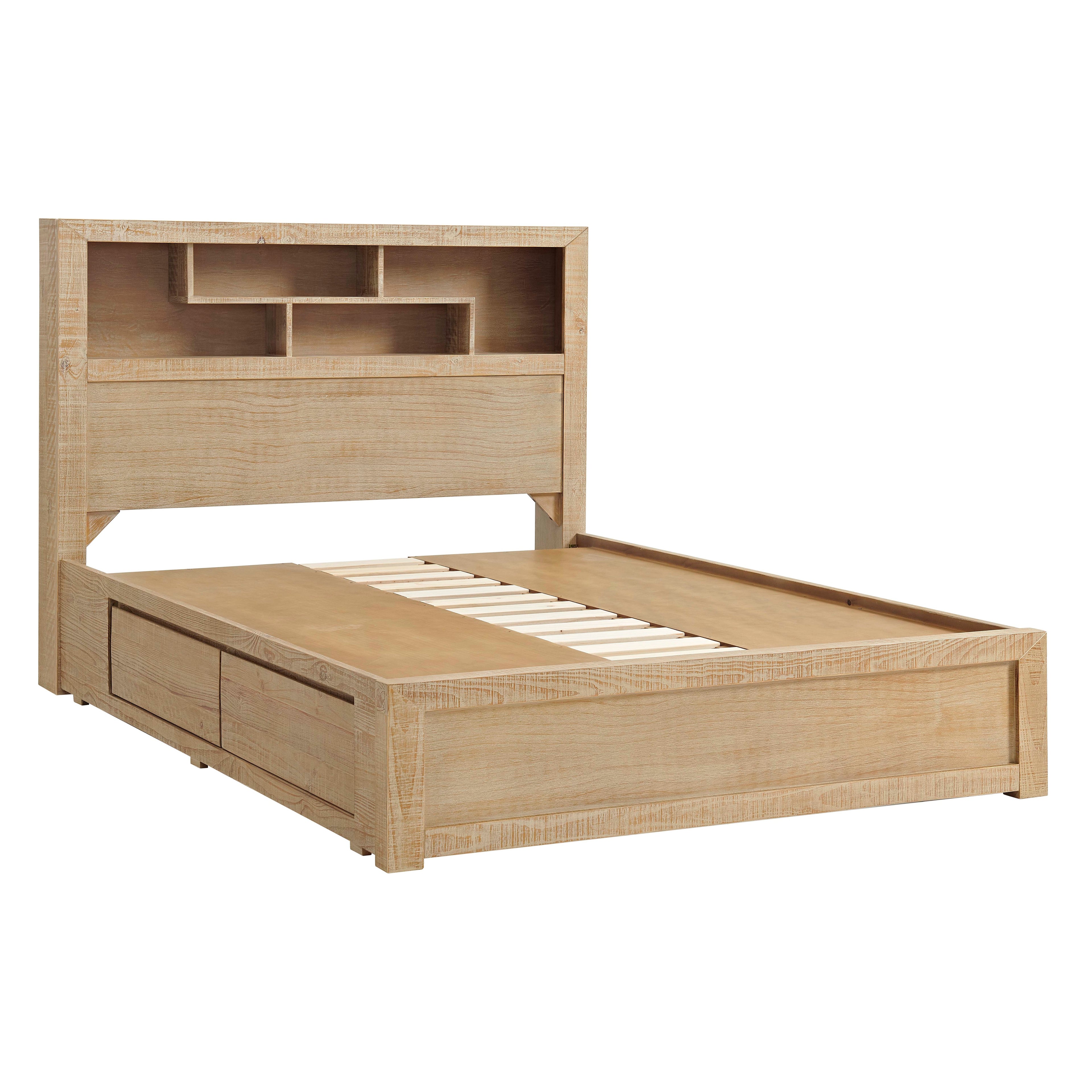 Lucas 4 Drawer King Bed with Bookcase Headboard