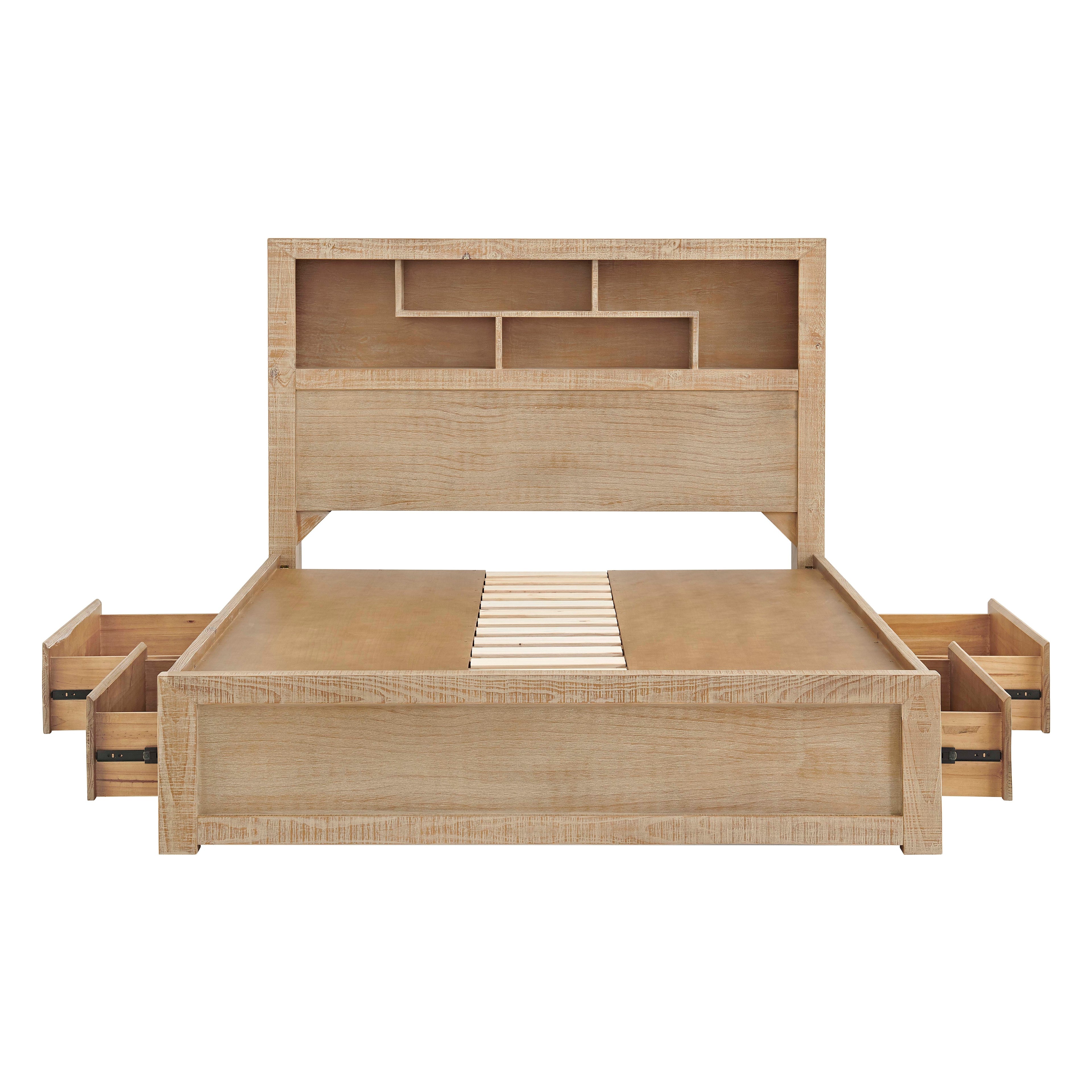 Lucas 4 Drawer King Bed with Bookcase Headboard