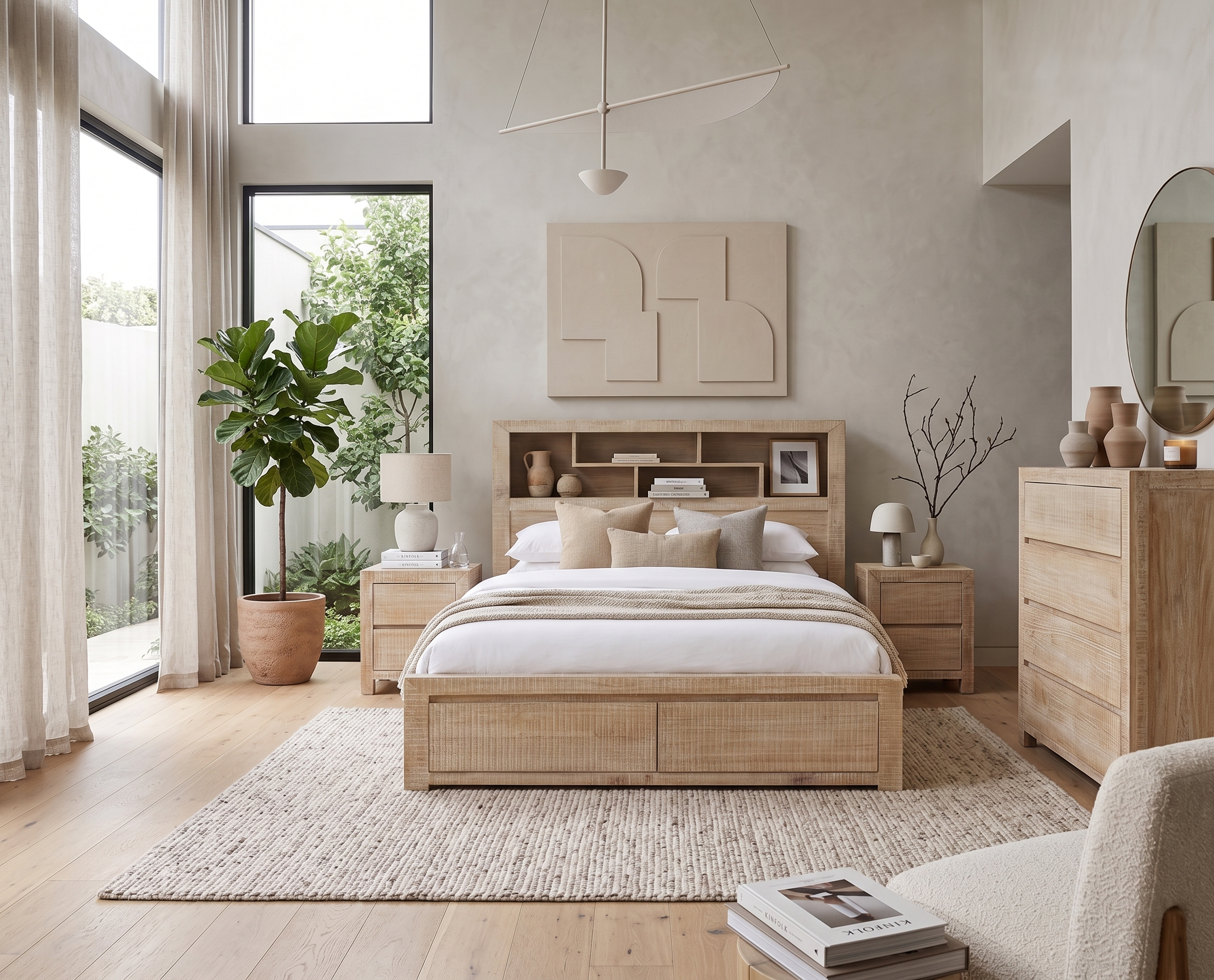 Lucas King 2 Drawer Bed with Bookcase Headboard