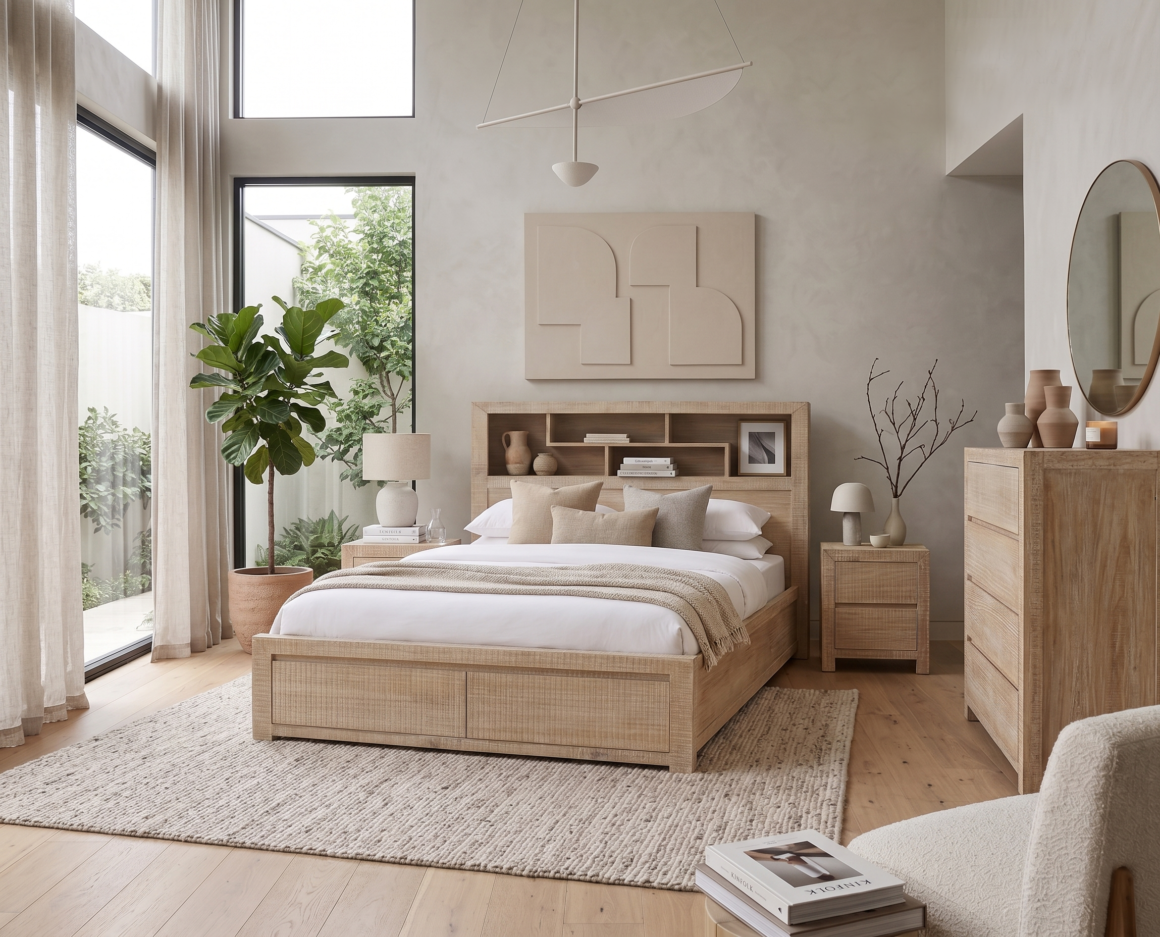 Lucas King 2 Drawer Bed with Bookcase Headboard
