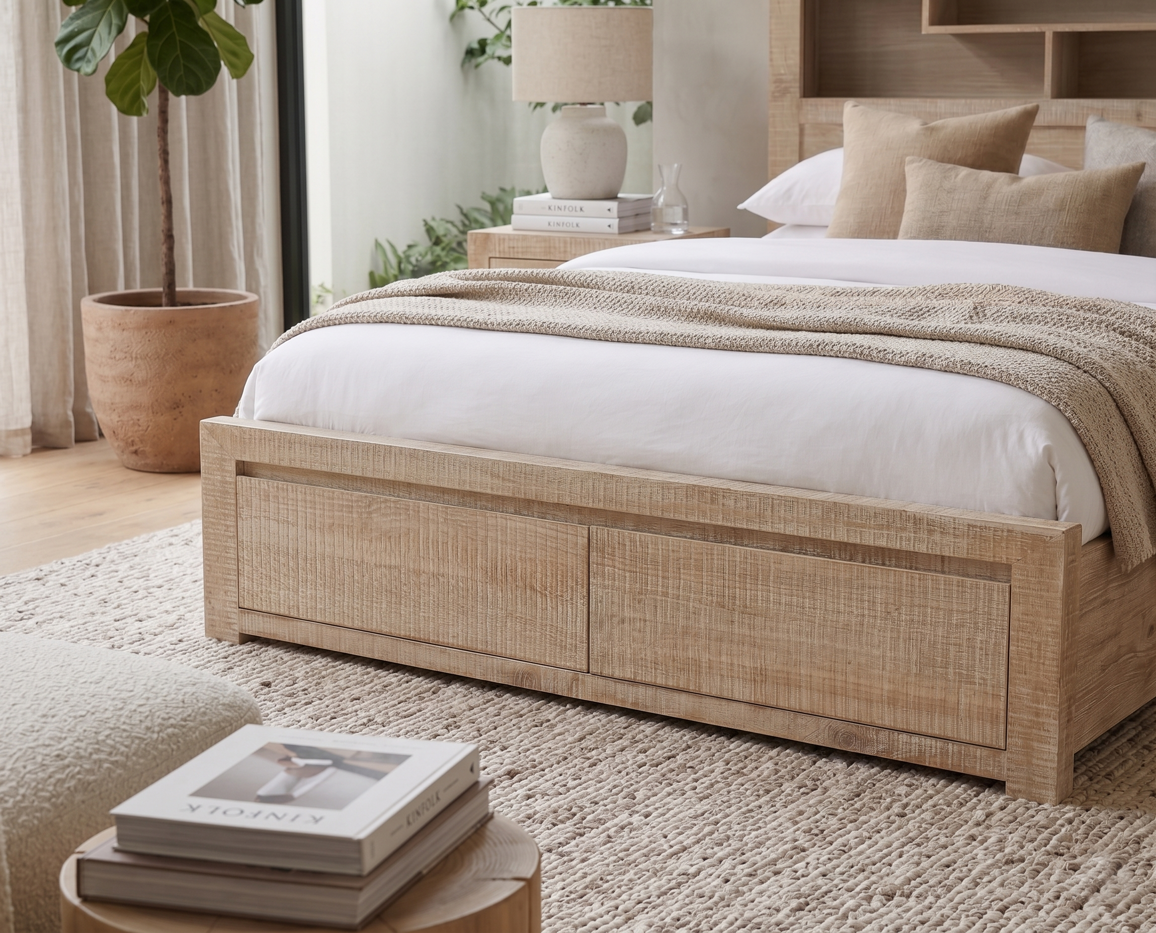 Lucas King 2 Drawer Bed with Bookcase Headboard