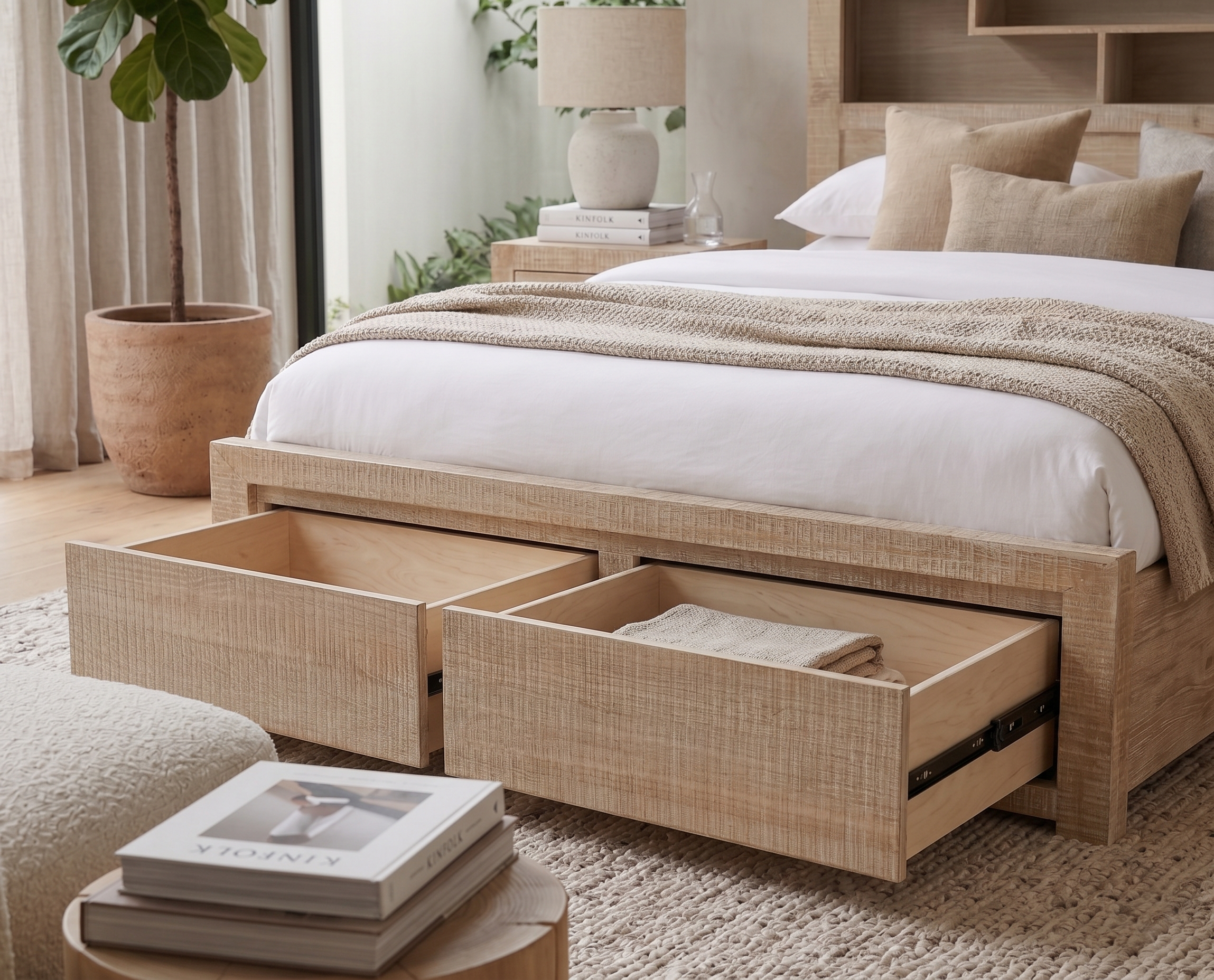 Lucas King 2 Drawer Bed with Bookcase Headboard