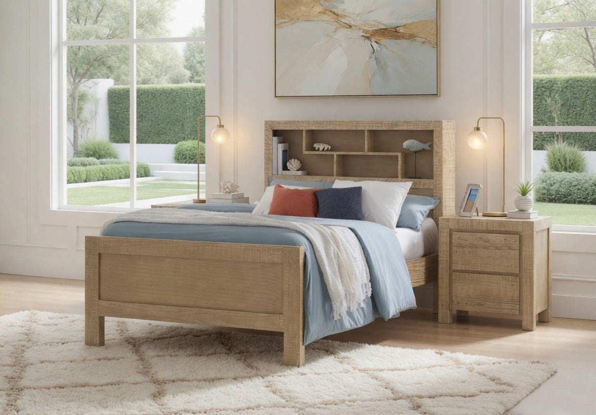 Lucas King Single Bed with Bookcase Headboard