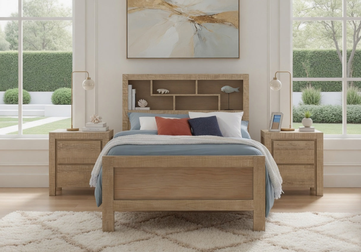 Lucas King Single Bed with Bookcase Headboard