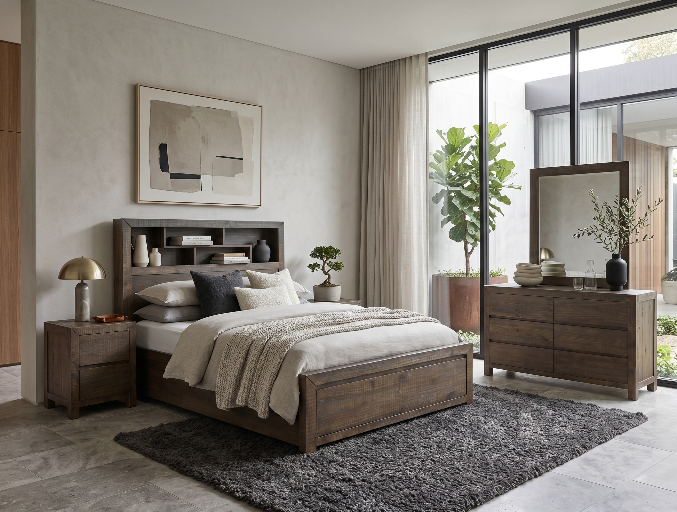 Oliver 2 Drawer King Bed with Bookcase Headboard