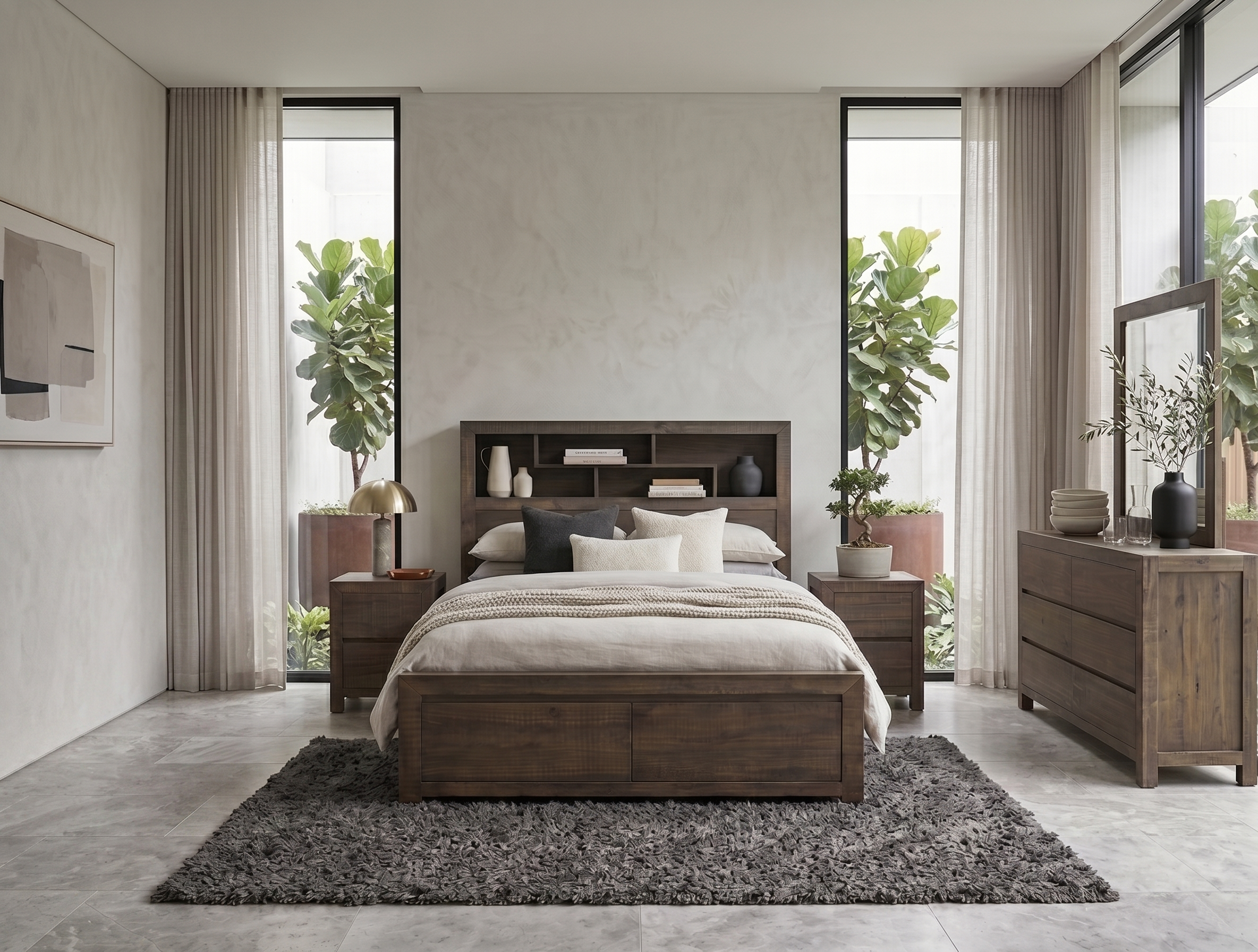 Oliver 2 Drawer King Bed with Bookcase Headboard