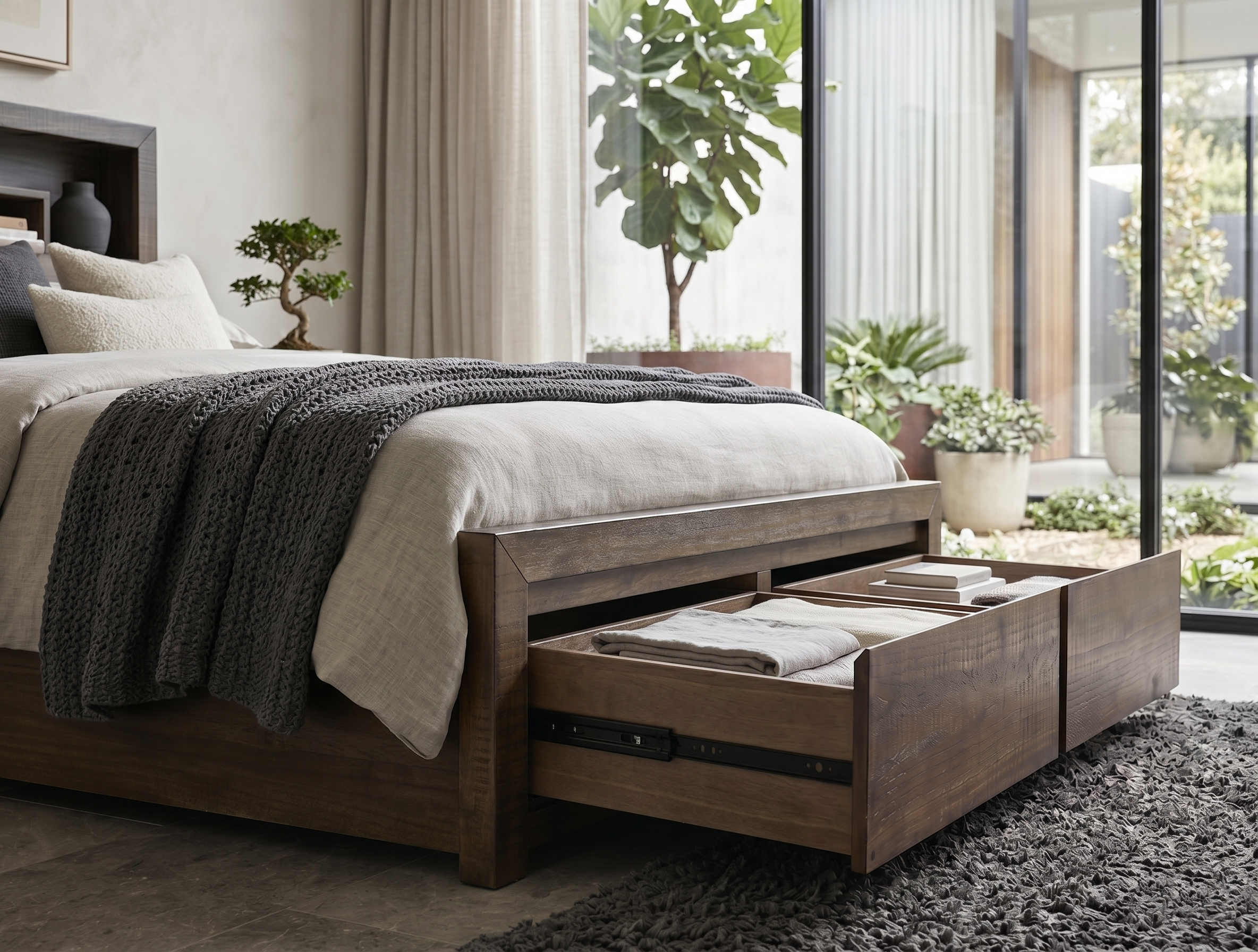 Oliver 2 Drawer King Bed with Bookcase Headboard