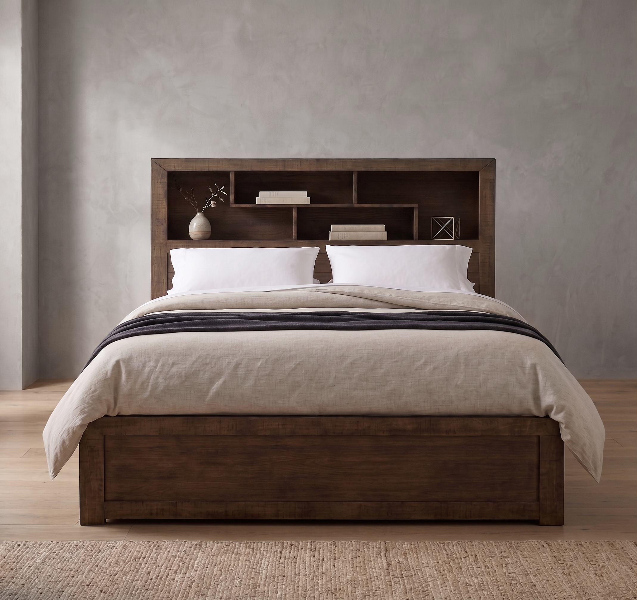 Oliver 4 Drawer King Bed with Bookcase Headboard