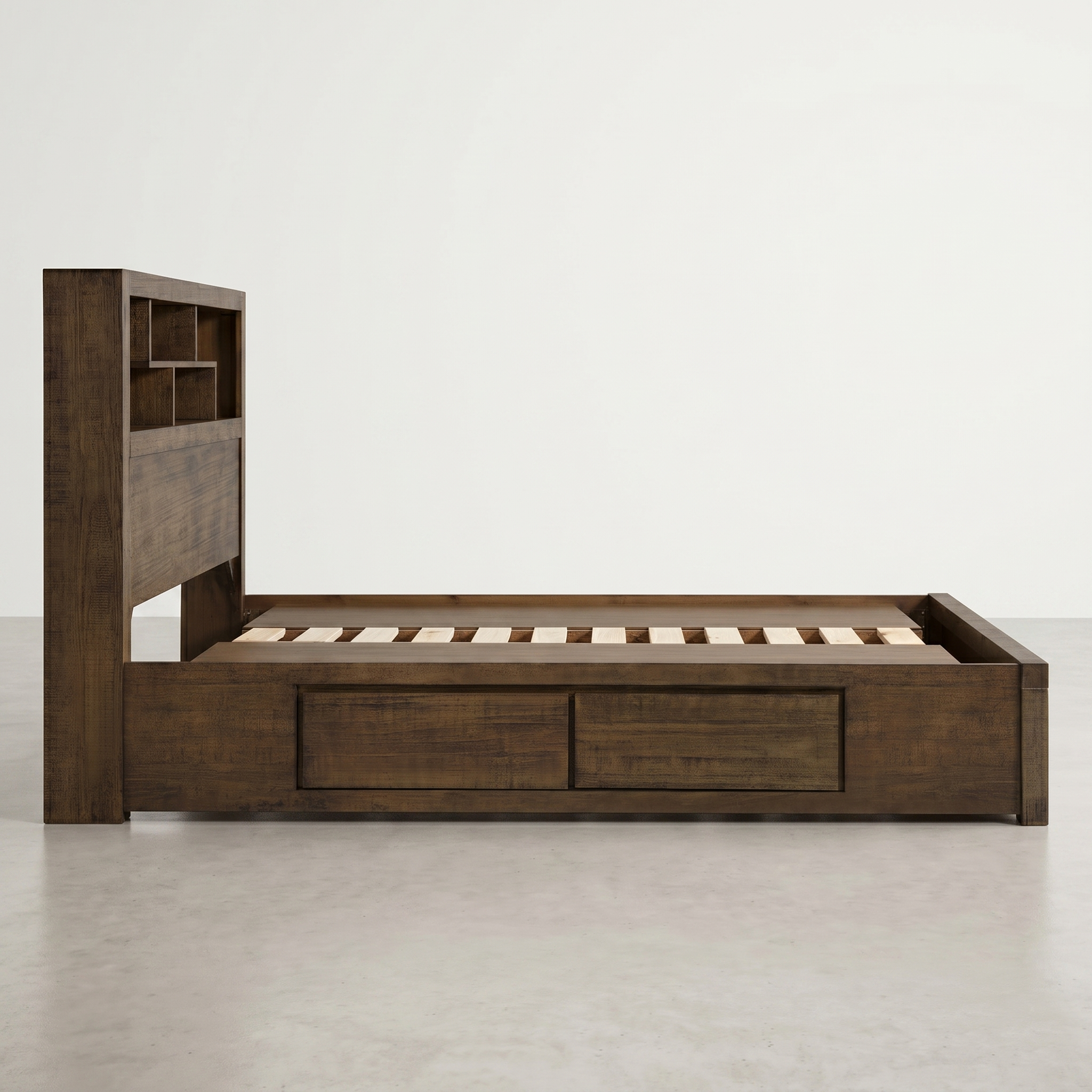 Oliver 4 Drawer King Bed with Bookcase Headboard